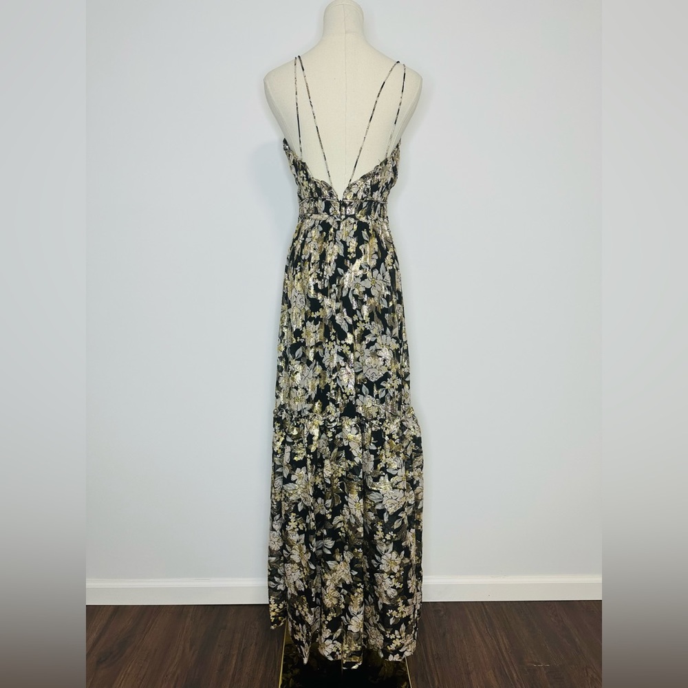 ML Monique Lhuillier Metallic Chiffon Maxi Dress - Picture 7 of 9